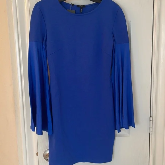 royal blue dress with bell sleeves Linen Flared Dress: Royalcore Bell Sleeve, Sweetheart Neckline